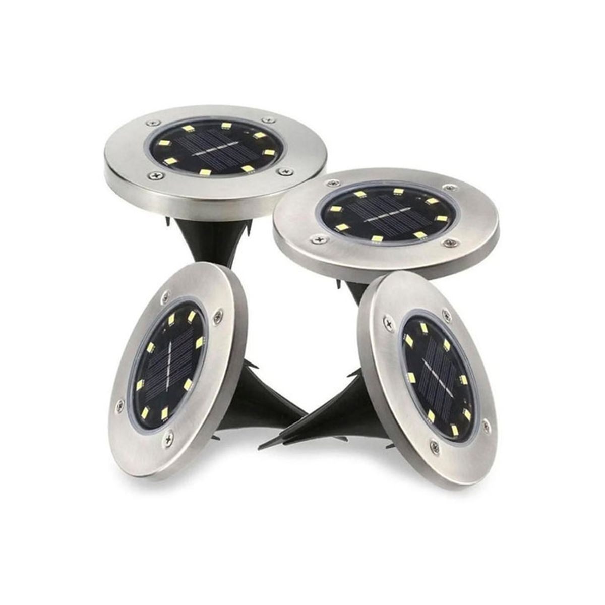 GENERICO - Pack 4 Foco Led Solar Estaca Jardín 8 Led