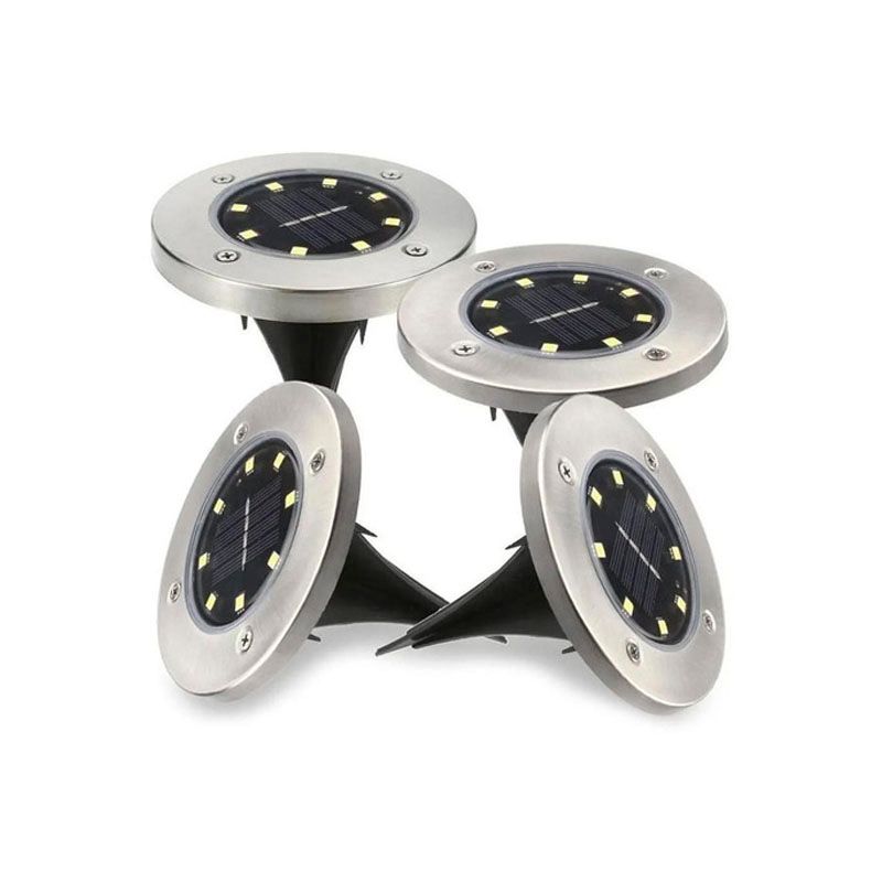 GENERICO - Pack 4 Foco Led Solar Estaca Jardín 8 Led