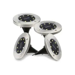GENERICO - Pack 4 Foco Led Solar Estaca Jardín 8 Led
