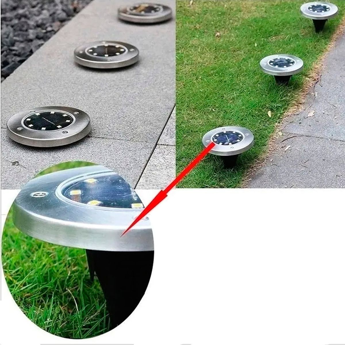 GENERICO - Pack 4 Foco Led Solar Estaca Jardín 8 Led