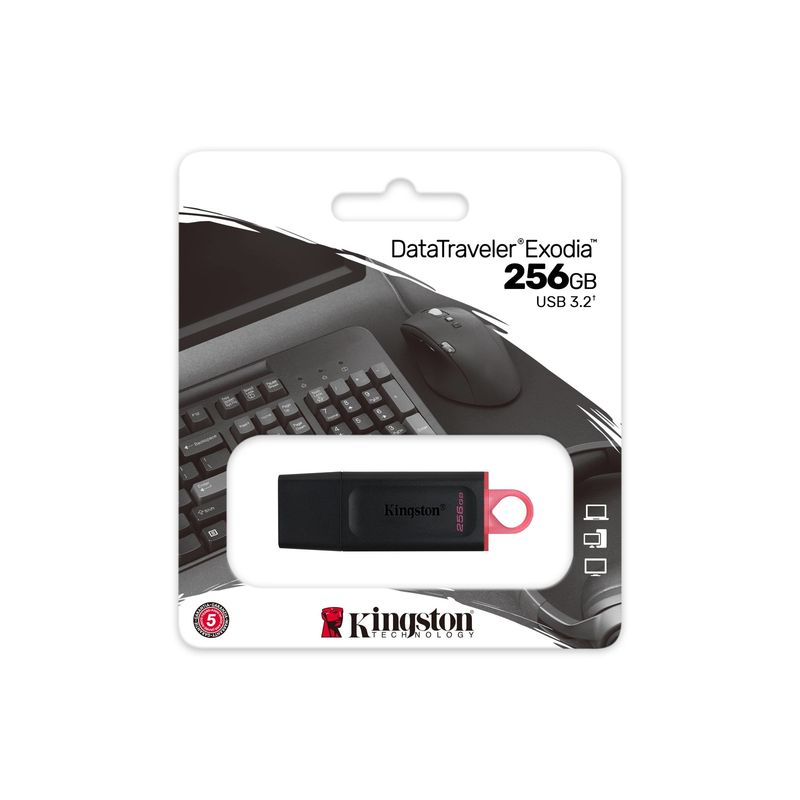 KINGSTON - Pendrive KNG 256GB USB 3.2 G1 DataTraveler Exodia Negro-Rosa KINGSTON