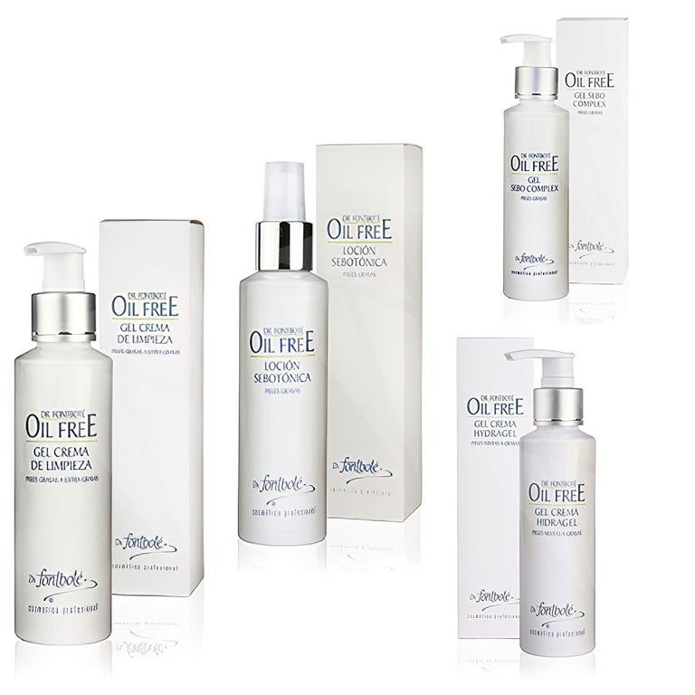 Oil Free Piel Grasa Limpieza+locion+cremas dia y Noche DrFontbote Pack