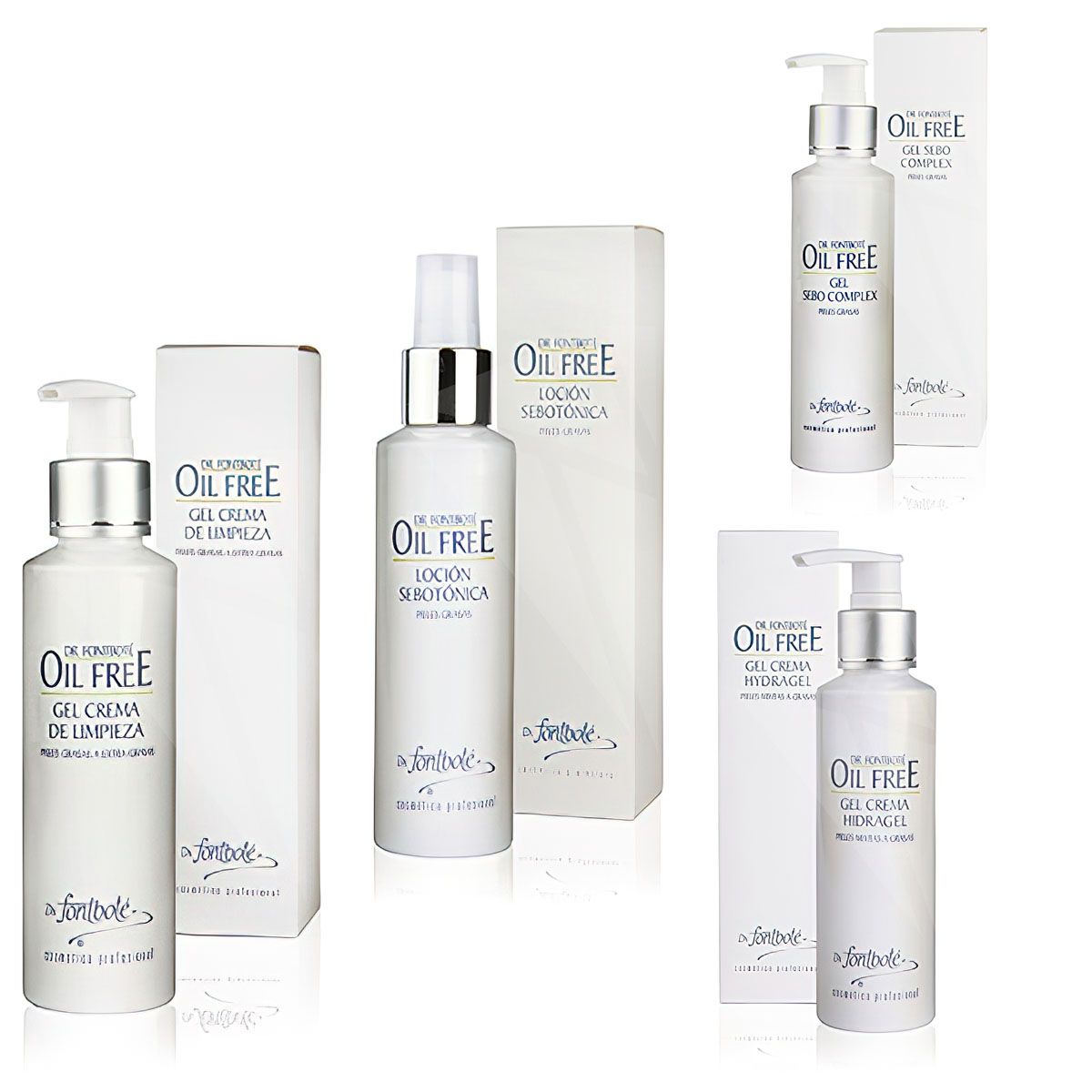 DR FONTBOTE - Oil Free Piel Grasa Limpieza+ locion +cremas dia y Noche Dr Fontbote Pack 4 unid