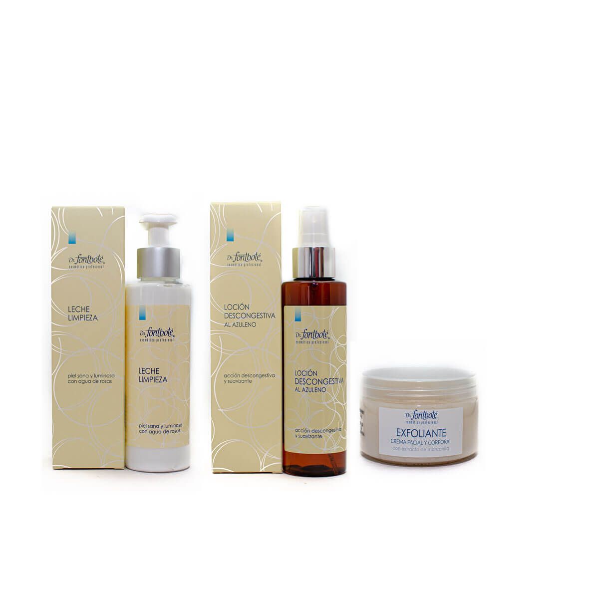 DR FONTBOTE - Leche Limpieza-Locion Descongestiva-Exfoliante Dr Fontobote Pack 3 productos