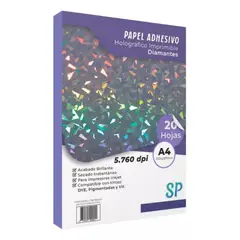GENERICO - Papel Adhesivo Imprimible Holográfico Diamantes A4 X 20 h
