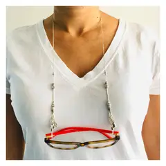 NATKA JOYAS - Sujeta Lentes de Plata Ramito de Flores