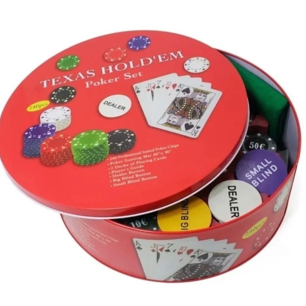 GENERICO - Caja Juego Póker 240 Piezas Y Accesorios