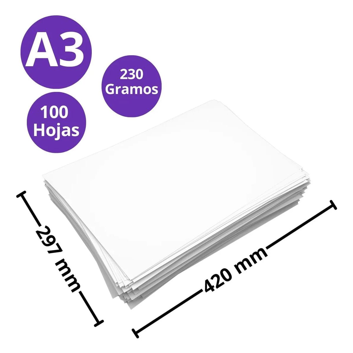 GENERICO - Papel Fotográfico Glossy A3 230 g Alto Brillo X 100 Hojas