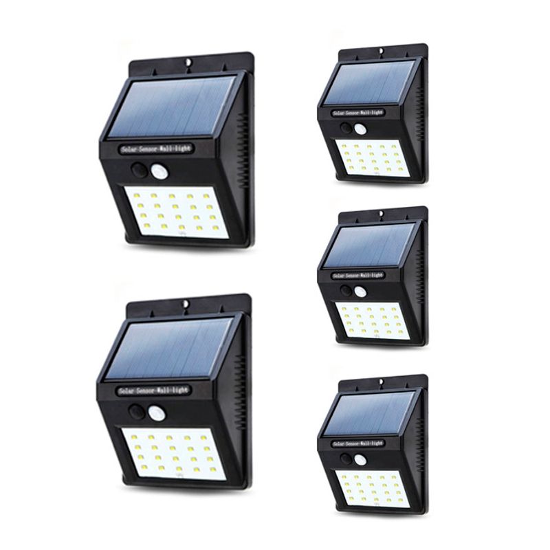 GENERICO - Pack 5 Focos Solar 20 Led Con sensor de Movimiento