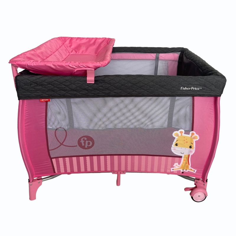 FISHER PRICE - Cuna Fisher Price con Mudador y Pañalera Rosa
