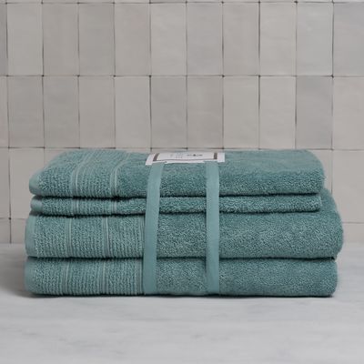Imagen 2 del producto Set de toallas Deluxe 100% algodón turco 620gr, color Verde agua.