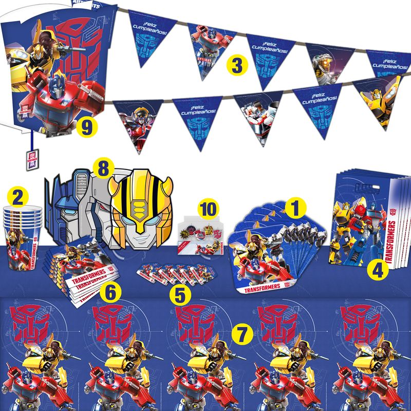 TRANSFORMERS - Set Cumpleaños Transformer para 6 Personas Cotillón Pronobel