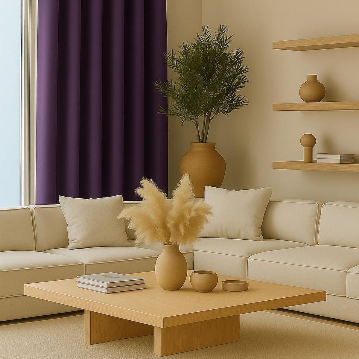 CLEMS - Cortina de Tela Delgada 100% Blackout Morado