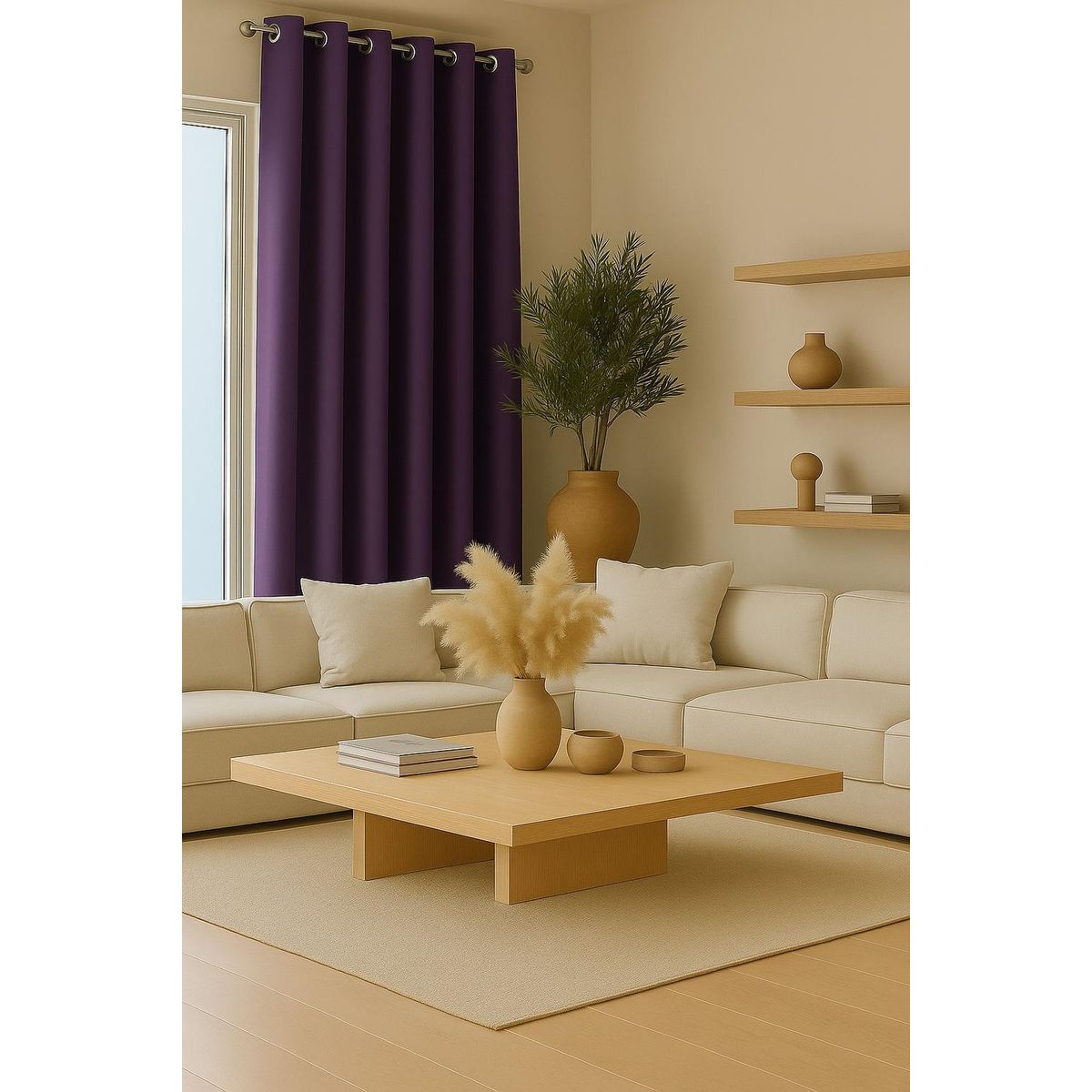 CLEMS - Cortina de Tela Delgada 100% Blackout Morado