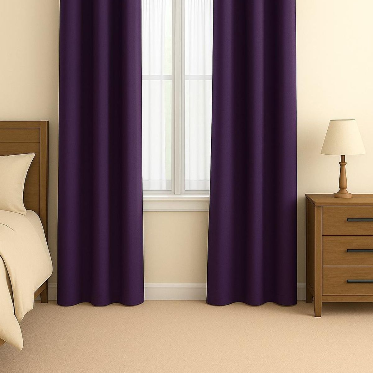 CLEMS - Cortina de Tela Delgada 100% Blackout Morado