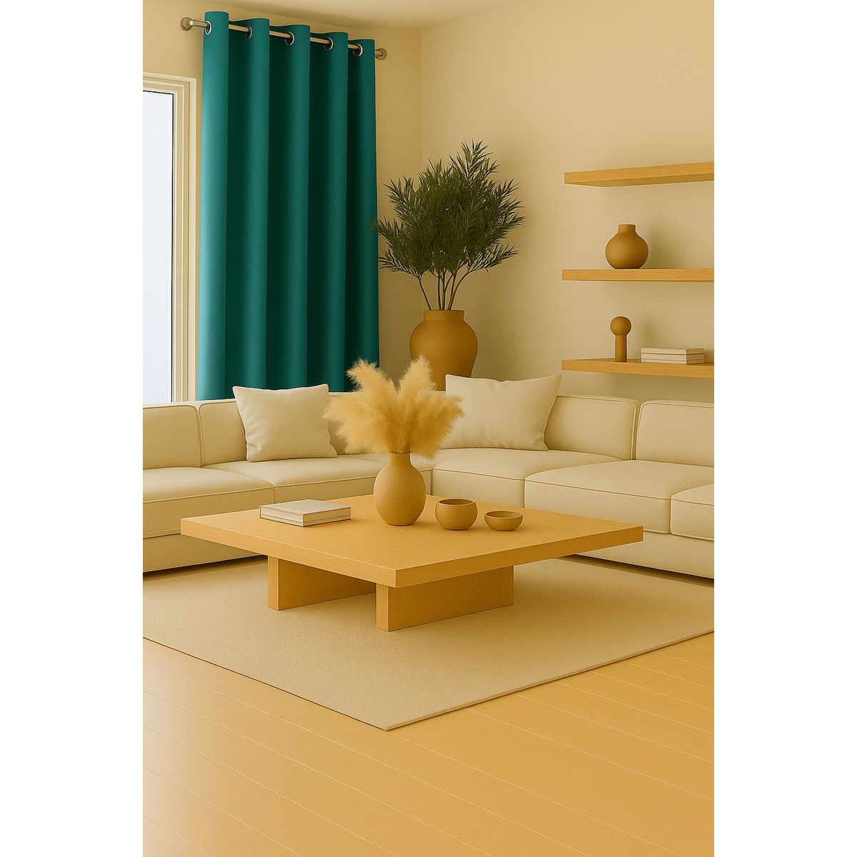 CLEMS CORTINAS - Cortina Tradicional 100% Blackout Turquesa