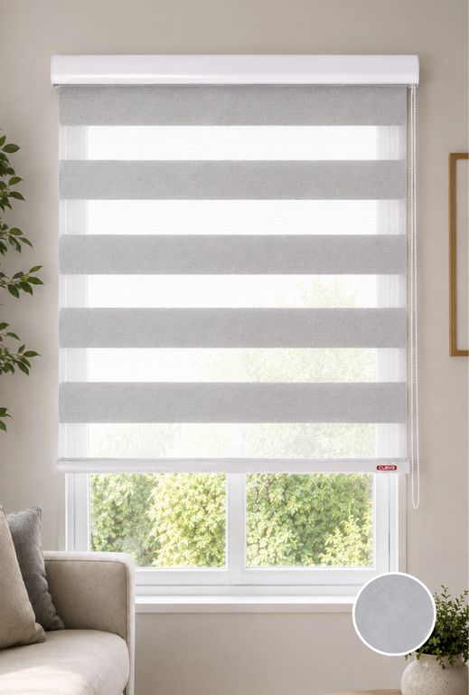 Cortina Roller Duo Zebra Dia y Noche 135X140 Gris