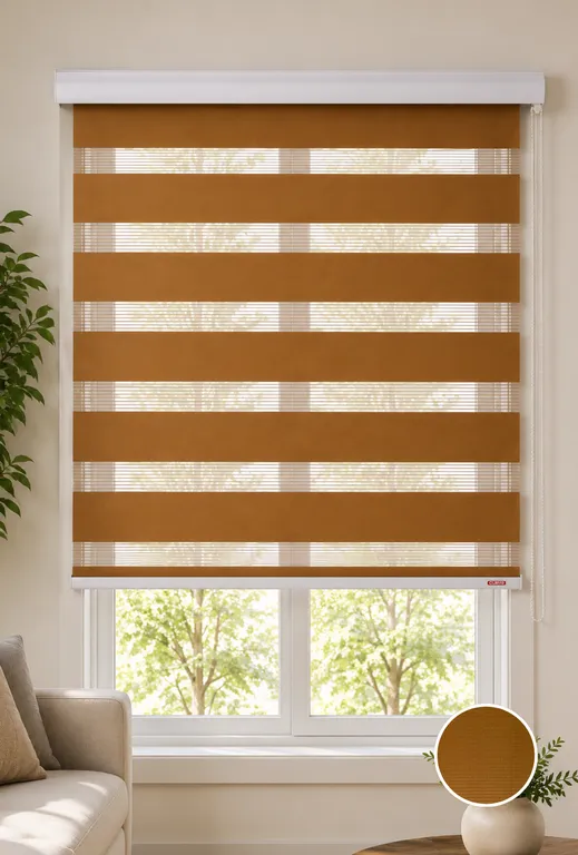 Cortina Roller Duo Zebra Dia y Noche 135X160 Madera