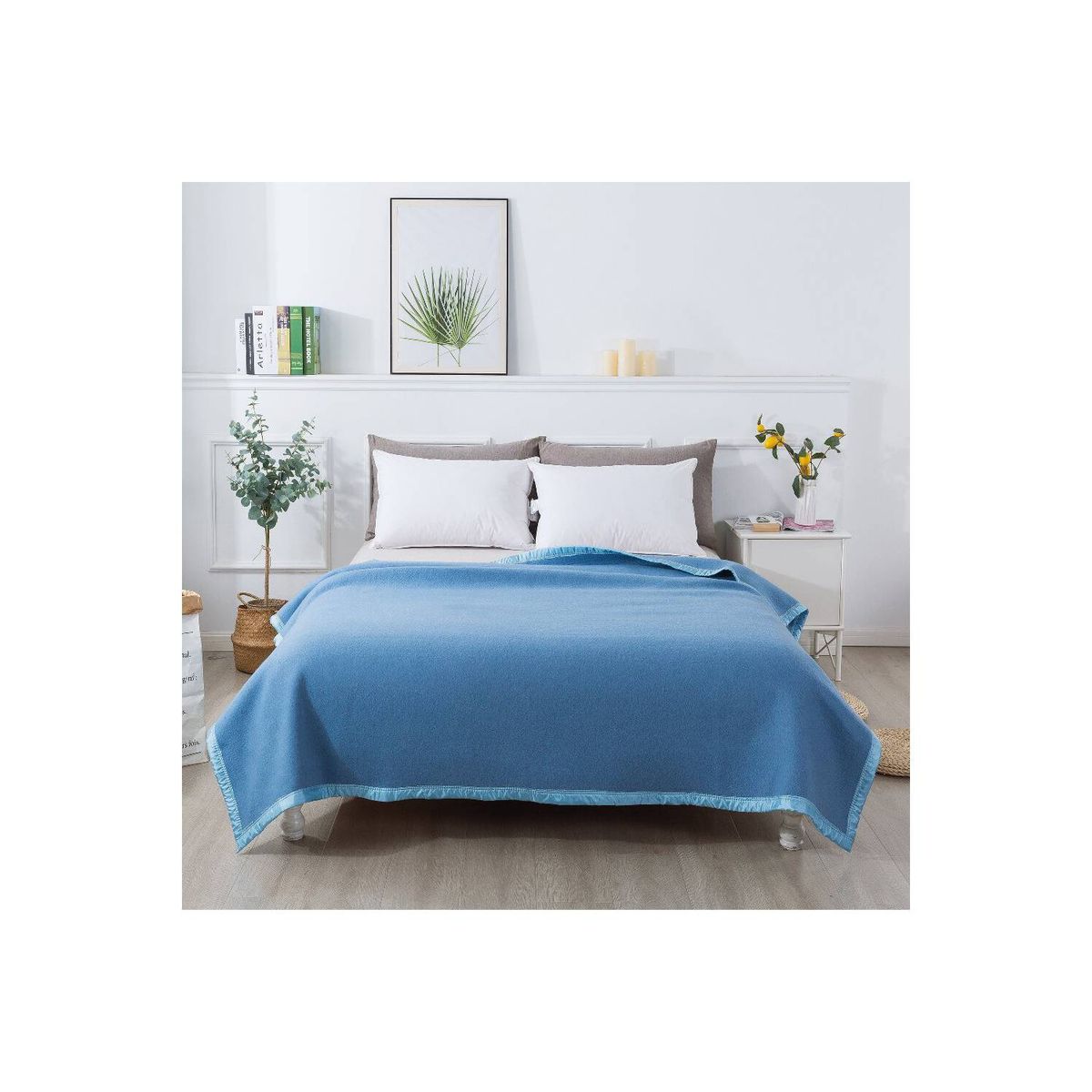 CHANTILLY - Frazada térmica lana color celeste  2 plazas