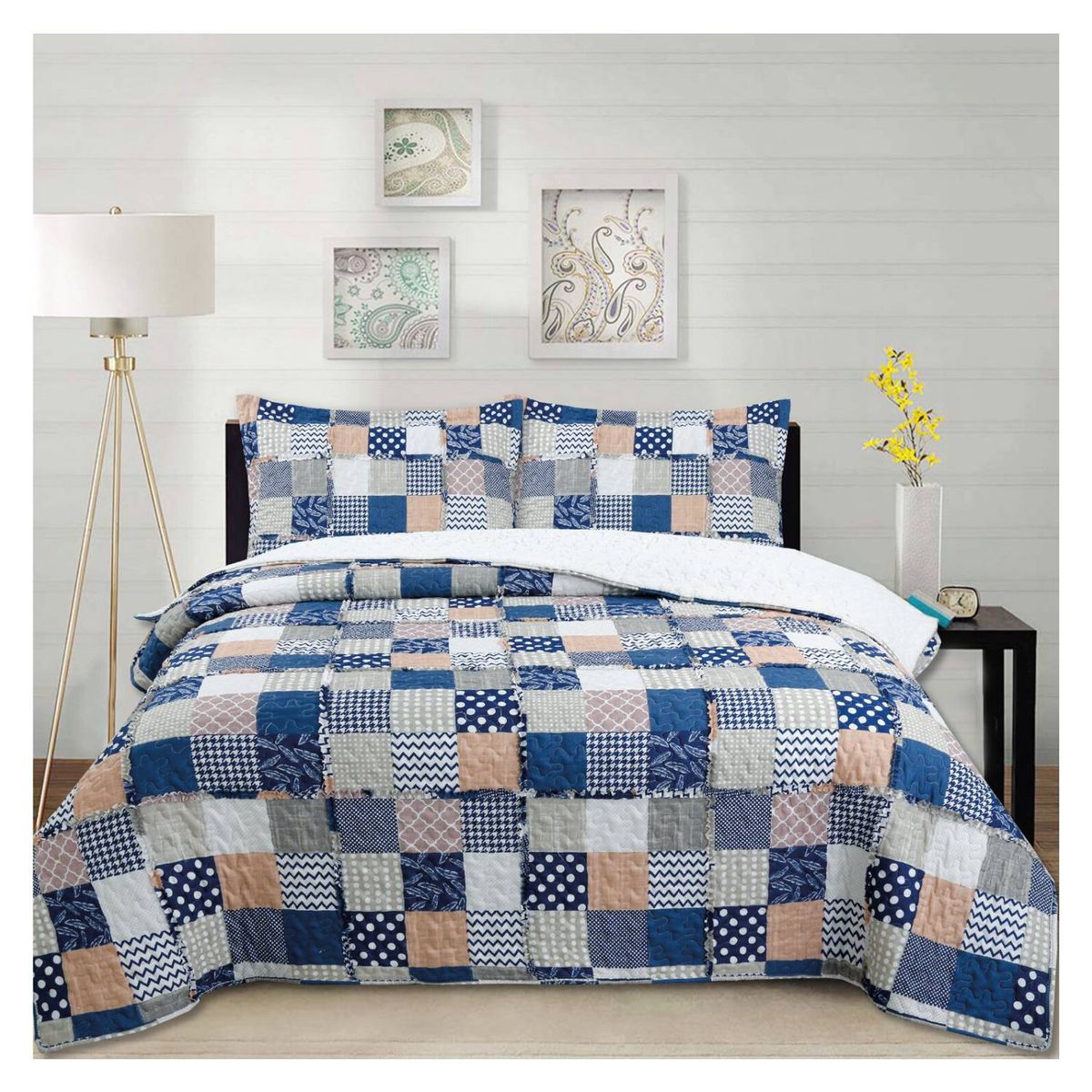 CHANTILLY - Cubrecama ruffle sherpa patch