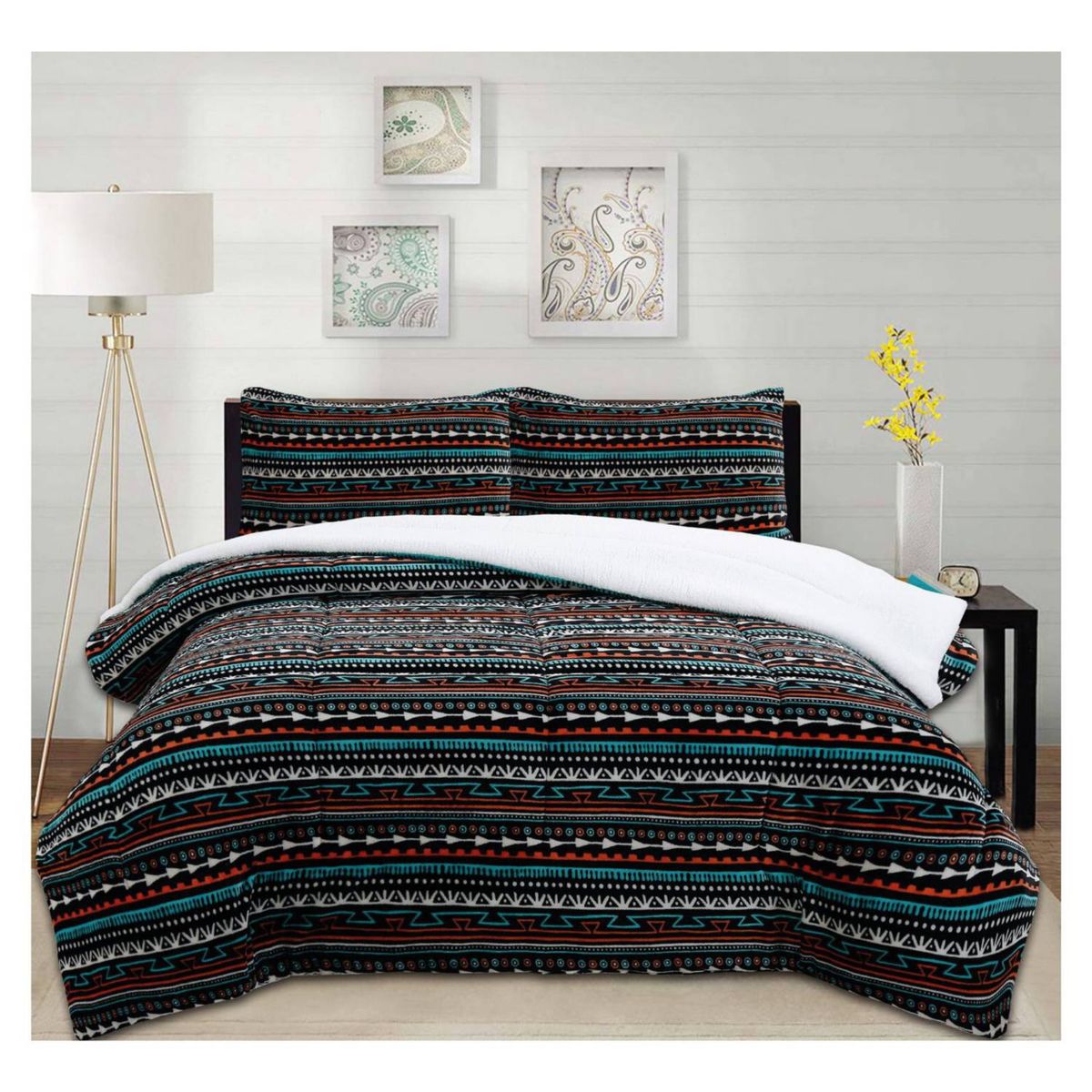 CHANTILLY - Cubrecama coral termico  - diseño greca multi 2p