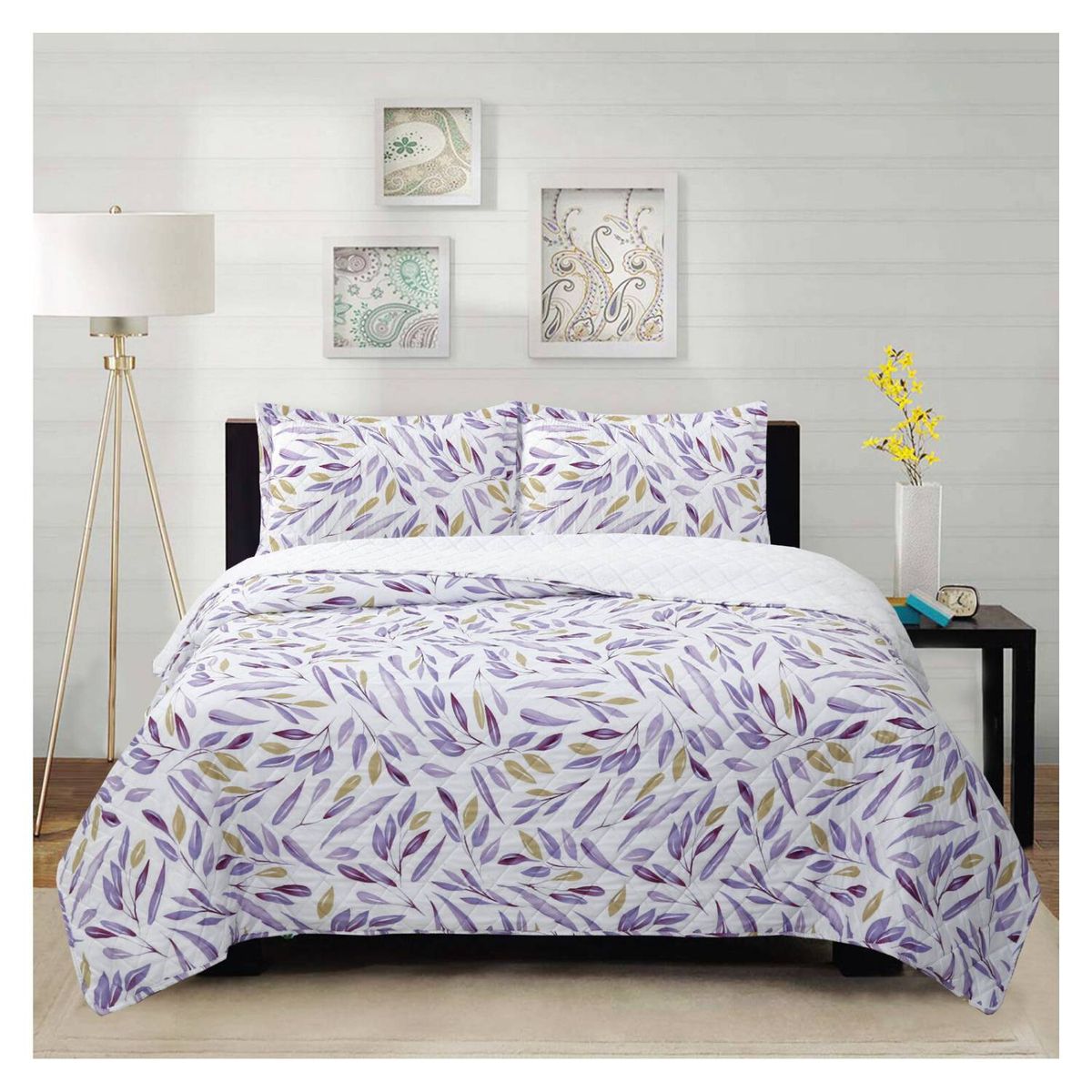 CHANTILLY - Cubrecama microfibra sherpa - hojas de invierno