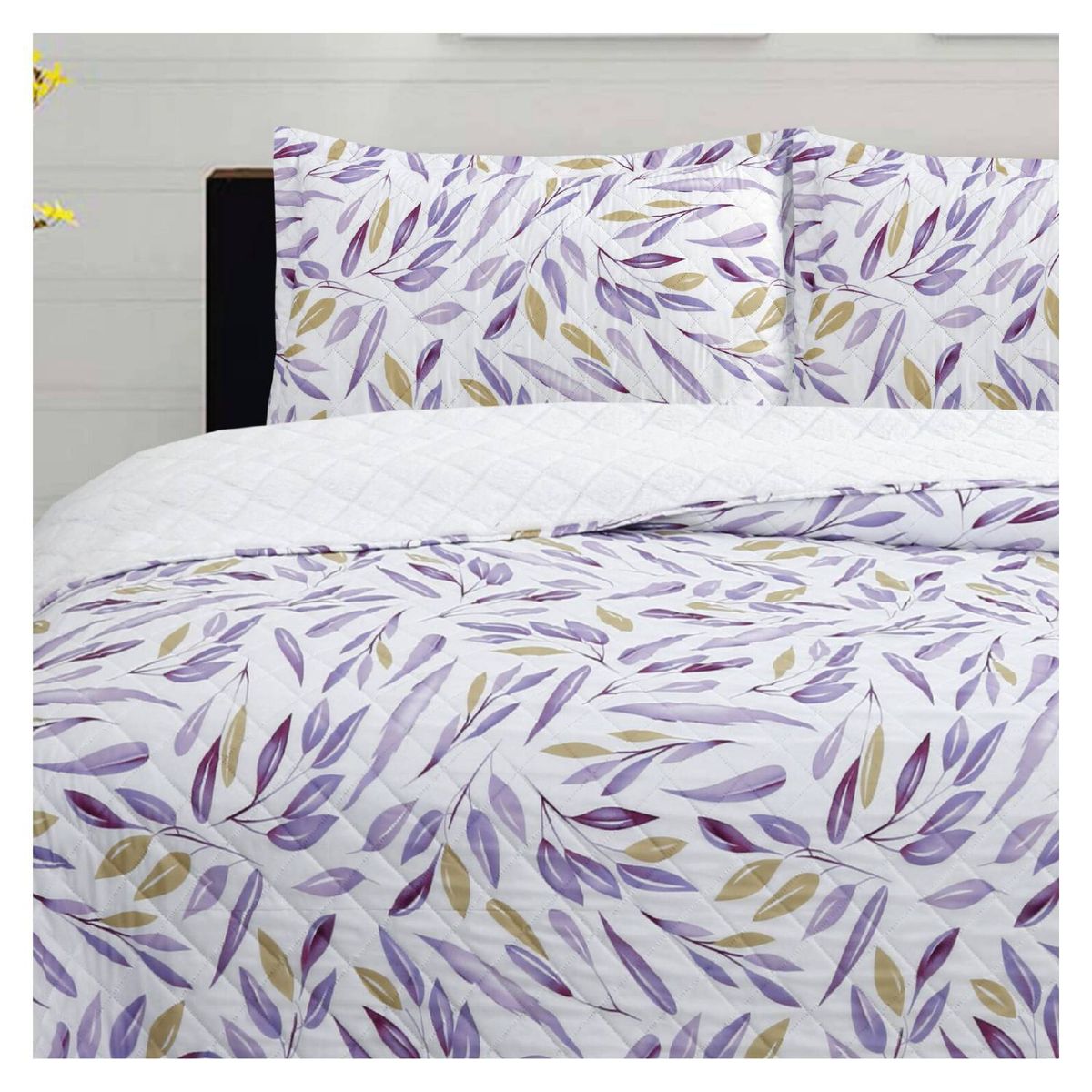 CHANTILLY - Cubrecama microfibra sherpa - hojas de invierno