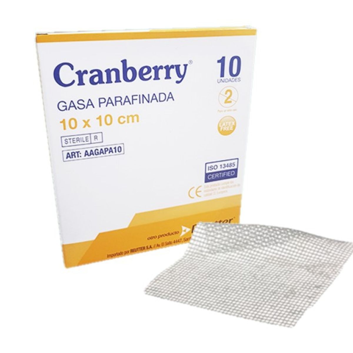 CRANBERRY - Gasa Parafinada Cranberry 10x10cm Caja 10 Un