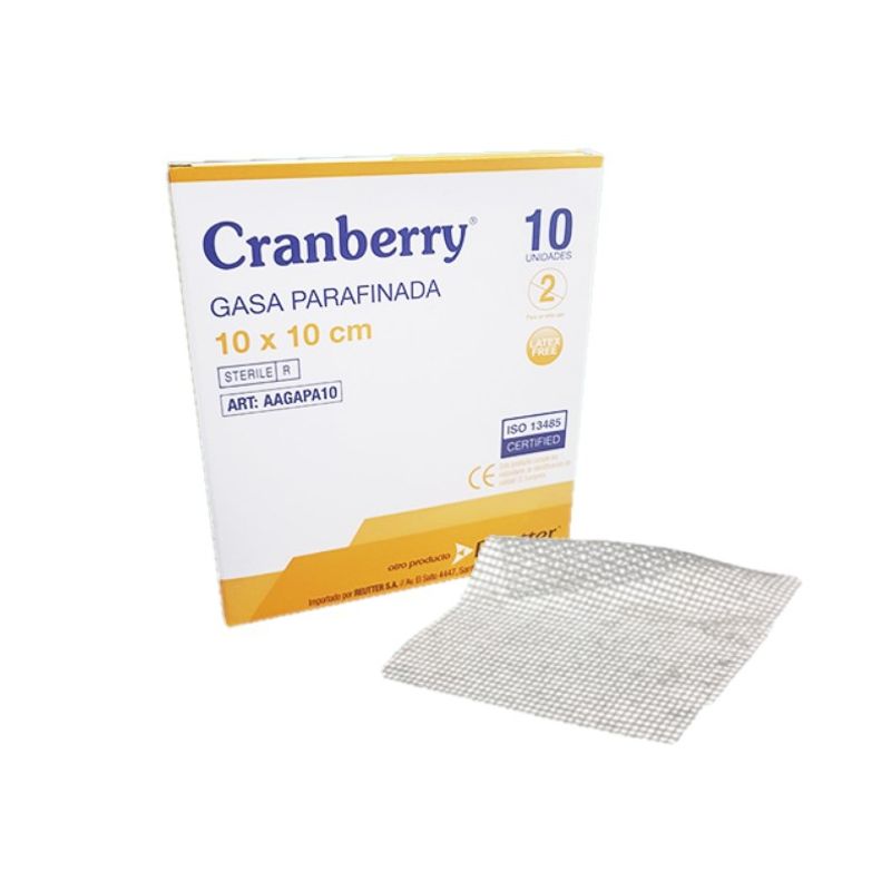 CRANBERRY - Gasa Parafinada Cranberry 10x10cm Caja 10 Un