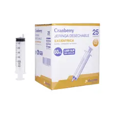 CRANBERRY - Jeringa Excentrica 60ml Luer Slip Sin Aguja Caja 25 Un