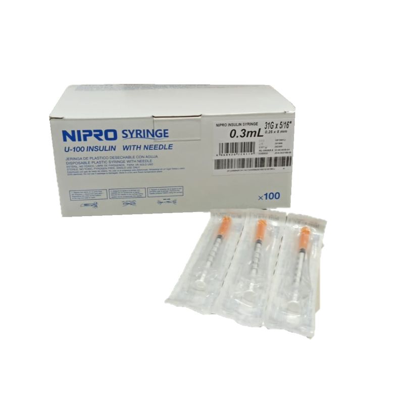 NIPRO - Jeringa Insulina Nipro 0.3ml 31g X 5/16 Caja 100 Un