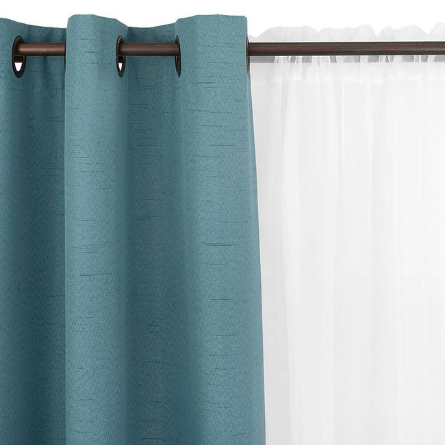 CHANTILLY - Set blackout 6p termico lino 140x220 turquesa