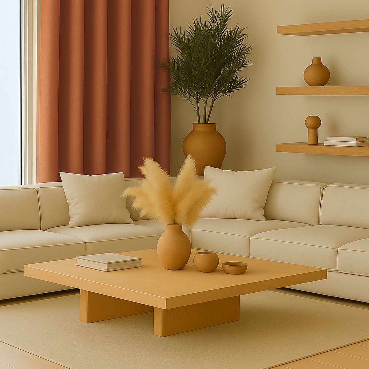 CLEMS CORTINAS - Cortina Tradicional 100% Blackout Naranjo