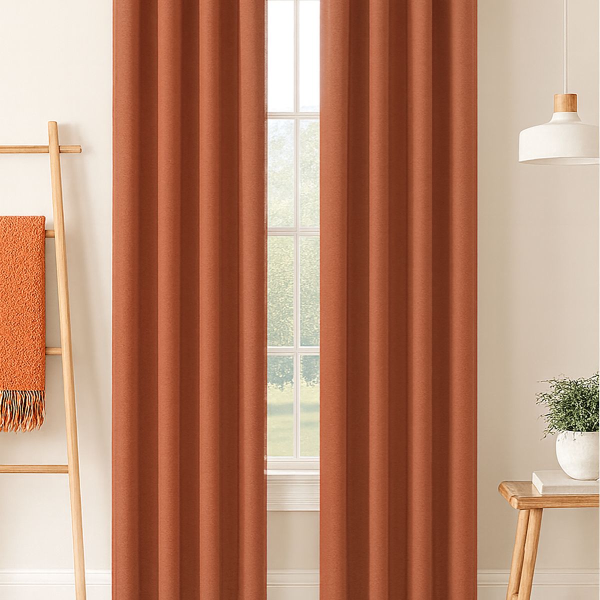 CLEMS CORTINAS - Cortina Tradicional 100% Blackout Naranjo