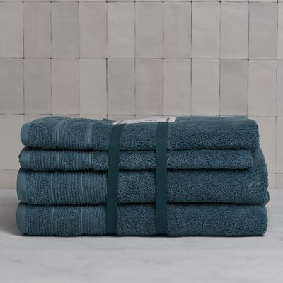 Imagen 2 del producto Set de toallas Deluxe 100% algodón turco 620gr, color Verde petróleo.