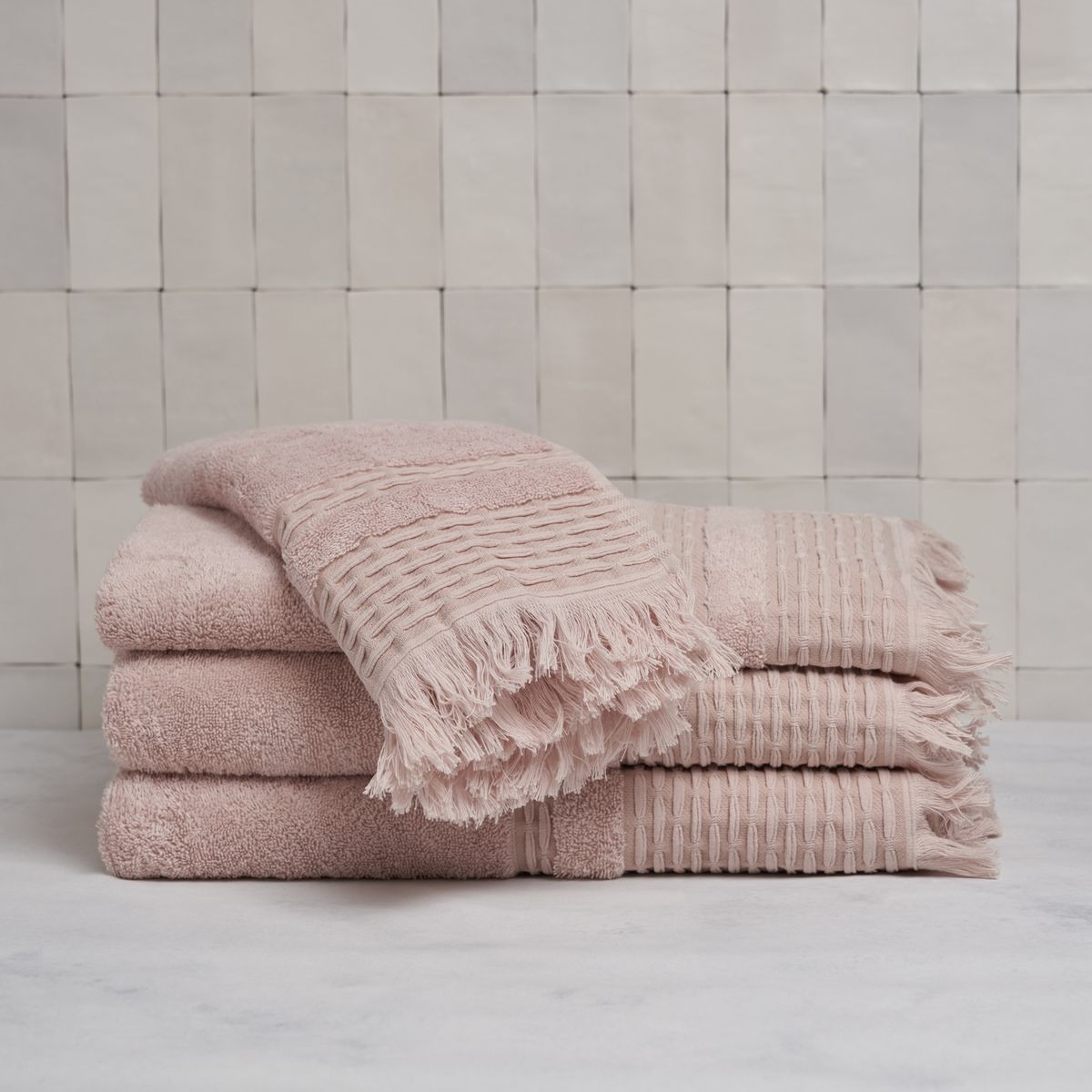 HOHOS CASA - Set de toallas Premium 100% algodón turco 620gr. Color Rosa