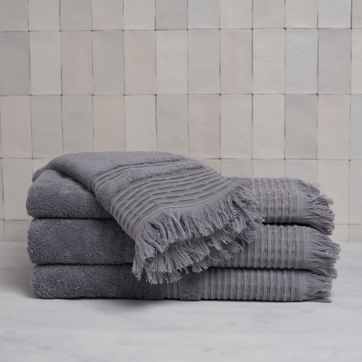 HOHOS CASA - Set de toallas Premium 100% algodón turco 620gr. Color Gris.