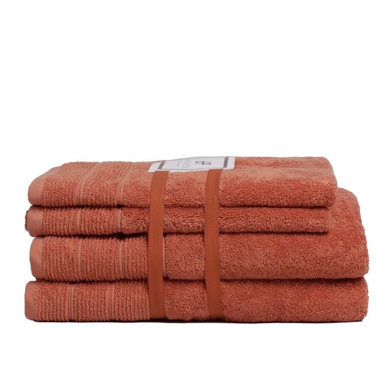 Set de toallas Deluxe 100% algodon turco 620gr, color Zanahoria.