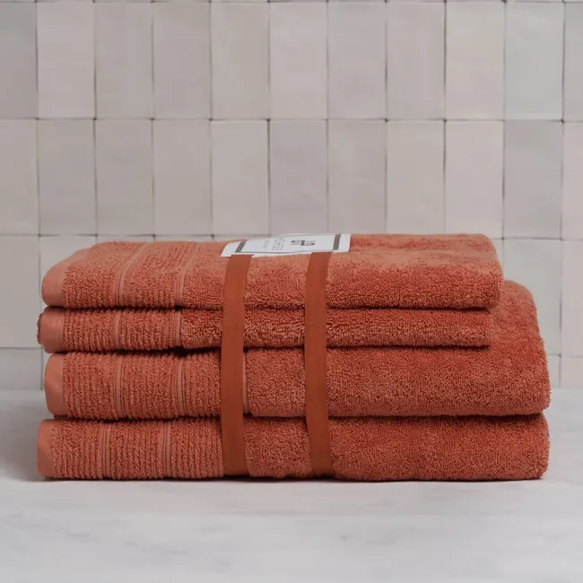 HOHOS CASA - Set de toallas Deluxe 100% algodón turco 620gr, color Zanahoria.