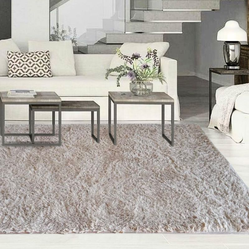 CLEMS CORTINAS - Alfombra Peluda Shaggy Beige 150x200