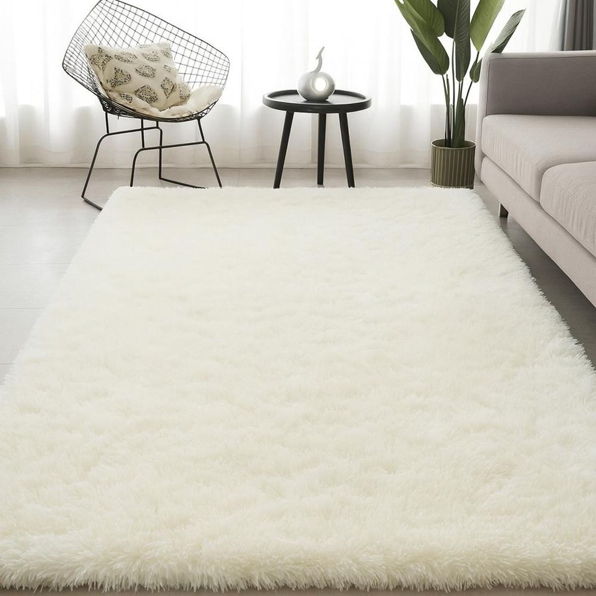 CLEMS CORTINAS - Alfombra Peluda Shaggy Crema 150x200 Clems