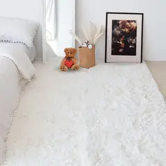 CLEMS CORTINAS - Alfombra Peluda Shaggy Crema 150x200 Clems