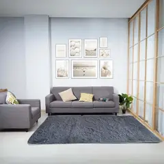 CLEMS CORTINAS - Alfombra Peluda Shaggy Gris 200x220