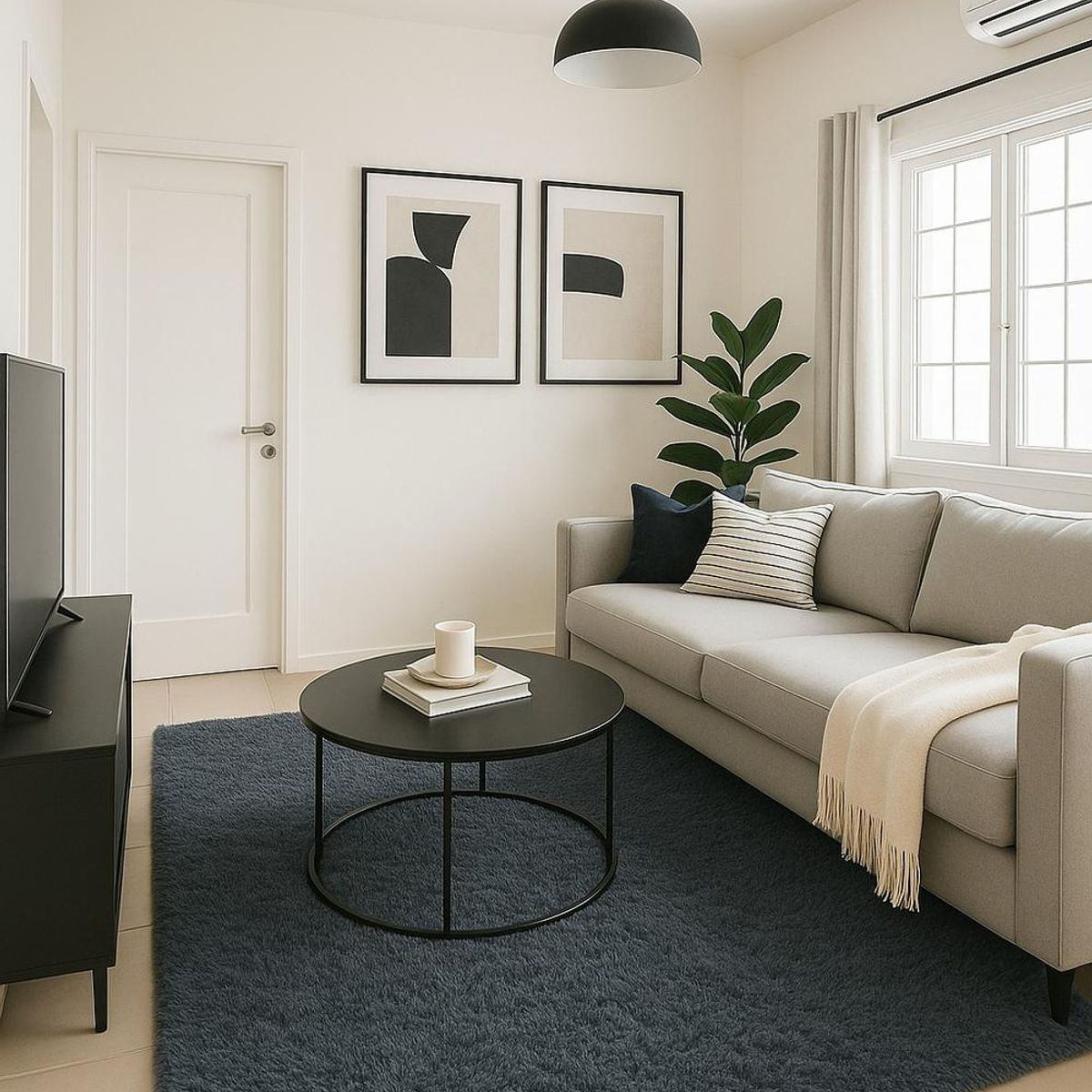 CLEMS CORTINAS - Alfombra Peluda Shaggy Gris 200x220