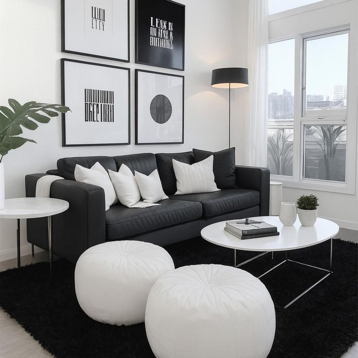 CLEMS CORTINAS - Alfombra Peluda Shaggy Negro 200x220