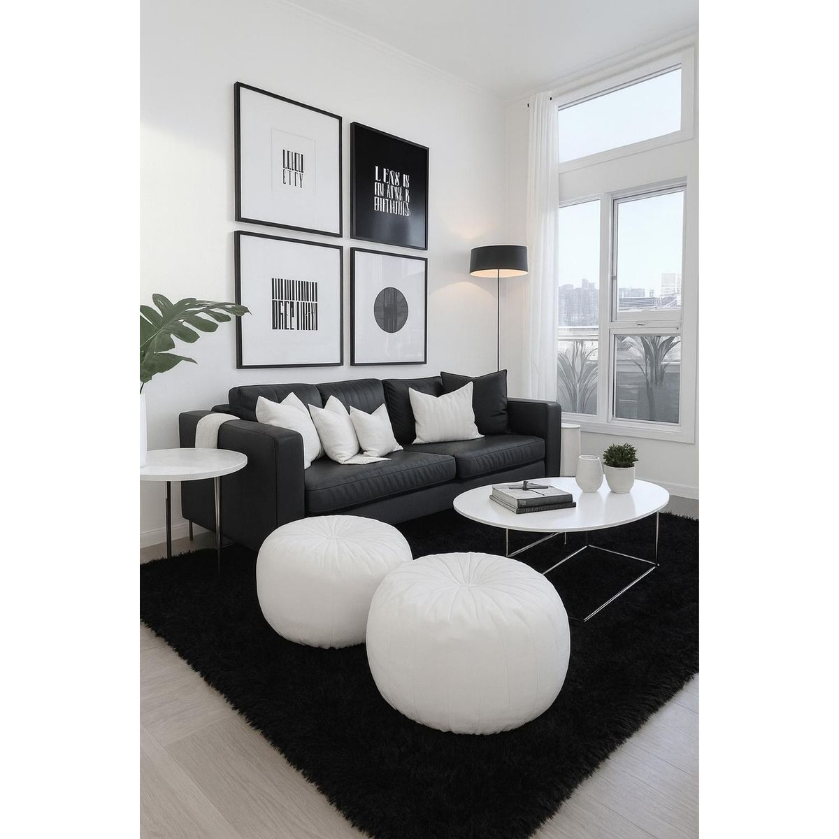 CLEMS CORTINAS - Alfombra Peluda Shaggy Negro 200x220