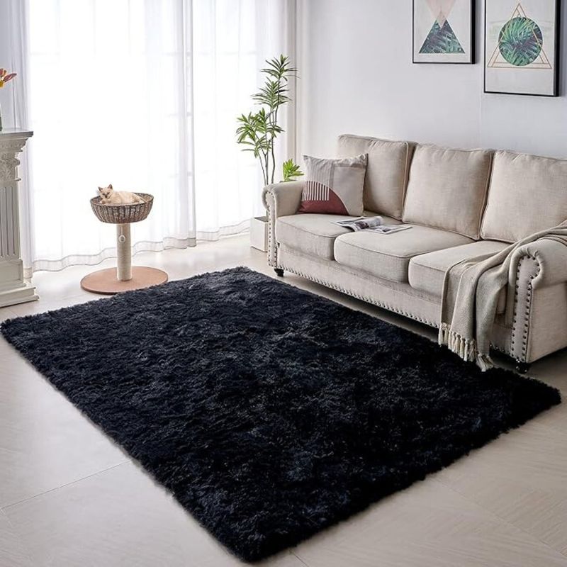 CLEMS CORTINAS - Alfombra Peluda Shaggy Negro 200x220