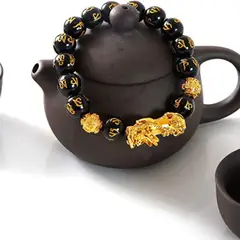 GENERICO - Pulsera Obsidiana Pixiu Feng Shui Suerte y Abundancia BUDANZA