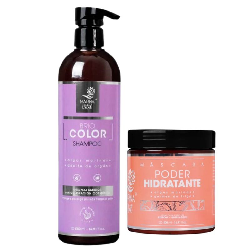 MARINA VITAL - Shampoo Briocolor 500 ml Y Mascara Poder Hidratante 500 ml Marina Vital