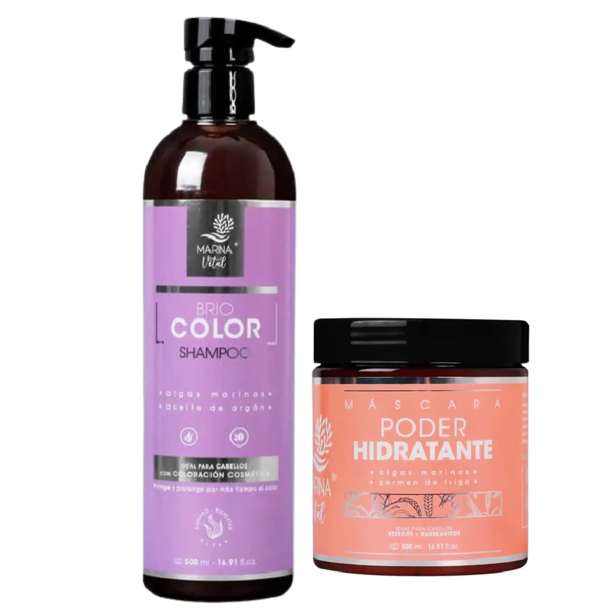 MARINA VITAL - Shampoo Briocolor 500 ml Y Mascara Poder Hidratante 500 ml Marina Vital